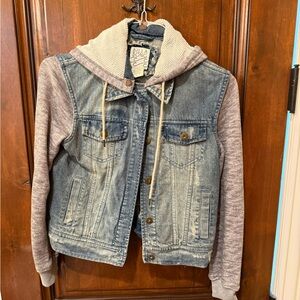 Billabong Blue Denim Jacket with Tan Knit
